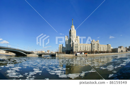 Kotelnicheskaya Embankment Building (Panorama), Moscow, Russia-- is one of seven stalinist skyscrapers laid down in September, 1947 and completed in 1952. 86159349