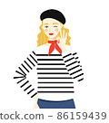 Female upper body in French fashion. Female who winks and signs OK 1 86159439