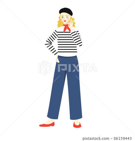 法國時尚女性全身白色背景 法國時尚女性全身白色背景 86159443