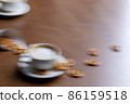Cup of coffee latte on in a cafe on a wooden table 86159518