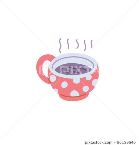 Ceramic cup with hot beverage inside - flat vector illustration isolated on white background. Ceramic cup with hot beverage inside - flat vector illustration isolated on white background. 86159640