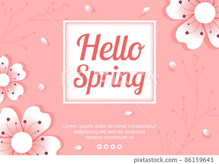 Spring with Blossom Sakura Flowers Brochure Template Flat Illustration Editable of Square Background for Social Media or Greeting Card Spring with Blossom Sakura Flowers Brochure Template Flat Illustration Editable of Square Background for Social Media or Greeting Card 86159643