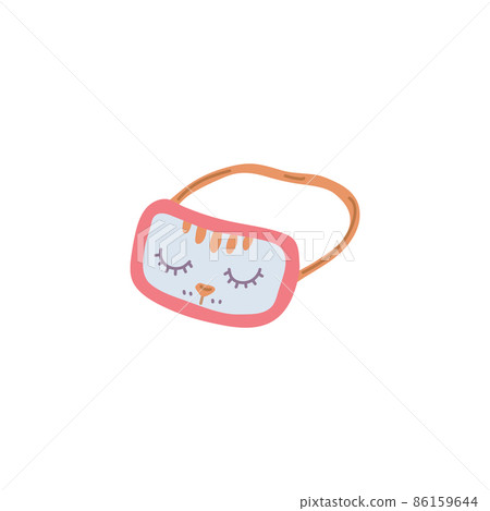 Cute sleep mask with animal face, flat vector illustration isolated on white background. Cute sleep mask with animal face, flat vector illustration isolated on white background. 86159644