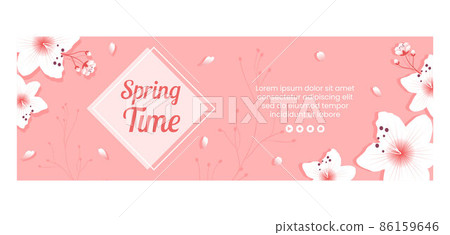 Spring with Blossom Sakura Flowers Cover Template Flat Illustration Editable of Square Background for Social Media or Greeting Card Spring with Blossom Sakura Flowers Cover Template Flat Illustration Editable of Square Background for Social Media or Greeting Card 86159646