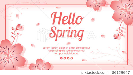 Spring with Blossom Sakura Flowers Post Template Flat Illustration Editable of Square Background for Social Media or Greeting Card Spring with Blossom Sakura Flowers Post Template Flat Illustration Editable of Square Background for Social Media or Greeting Card 86159647