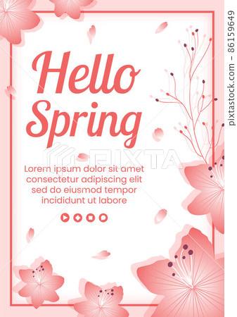 Spring with Blossom Sakura Flowers Flyer Template Flat Illustration Editable of Square Background for Social Media or Greeting Card Spring with Blossom Sakura Flowers Flyer Template Flat Illustration Editable of Square Background for Social Media or Greeting Card 86159649