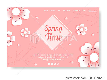 Spring with Blossom Sakura Flowers Landing Page Template Flat Illustration Editable of Square Background for Social Media or Greeting Card Spring with Blossom Sakura Flowers Landing Page Template Flat Illustration Editable of Square Background for Social Media or Greeting Card 86159650
