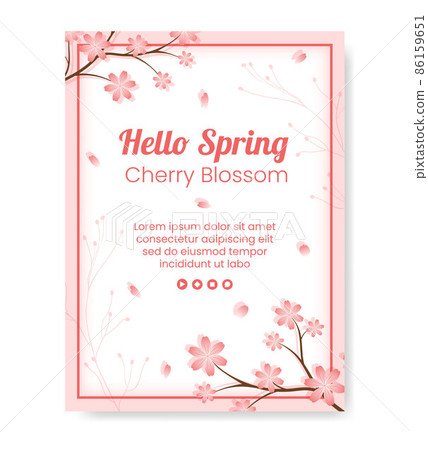 Spring with Blossom Sakura Flowers Poster Template Flat Illustration Editable of Square Background for Social Media or Greeting Card Spring with Blossom Sakura Flowers Poster Template Flat Illustration Editable of Square Background for Social Media or Greeting Card 86159651