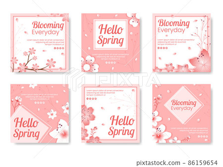 Spring with Blossom Sakura Flowers Post Template Flat Illustration Editable of Square Background for Social Media or Greeting Card Spring with Blossom Sakura Flowers Post Template Flat Illustration Editable of Square Background for Social Media or Greeting Card 86159654
