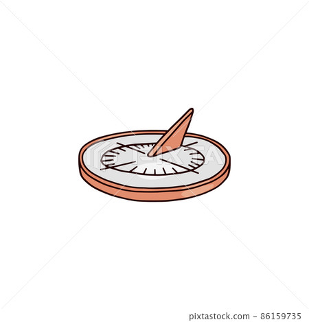 Vintage ancient sundial time measure device, vector illustration isolated. Vintage ancient sundial time measure device, vector illustration isolated. 86159735