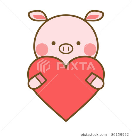 Pig upper body with a heart 86159932