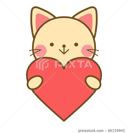 Upper body of a cat with a heart Upper body of a cat with a heart 86159945
