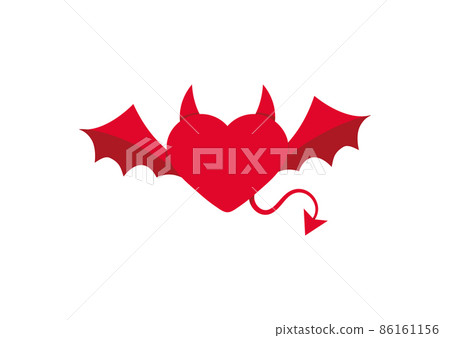 Devil red heart icon isolated on white background. 86161156