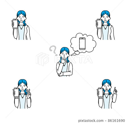 智能手機和人圖標集-女性 86161690