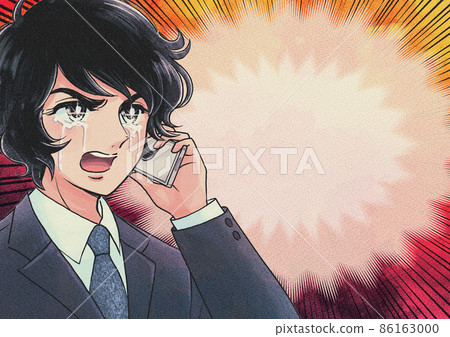 1970年代卡通插畫-一位老師醒目的哭泣電話 86163000