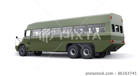 Military army bus for transporting infantry. 3D illustration 86163745