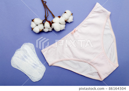 women's briefs with cotton and panty liners . hygiene and women's health care concept 86164304