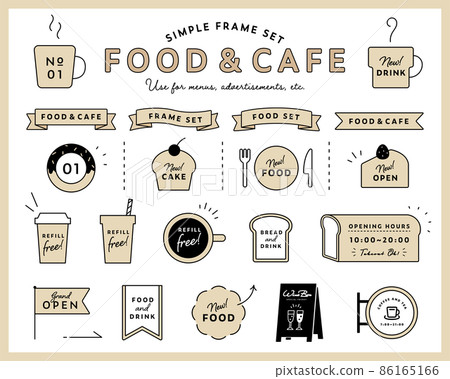 Cafe frame set Coffee decoration Decoration Ribbon frame Treating mug Takeout signboard Cafe frame set Coffee decoration Decoration Ribbon frame Treating mug Takeout signboard 86165166