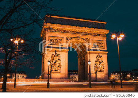 night view of Arc de Triomphe Paris France 86166040