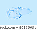 Liquid gel smear isolated on blue background. Beauty cosmetic smudge such as pure transparent aloe lotion, facial jelly serum, cleanser, shower gel or shampoo top view 86166691