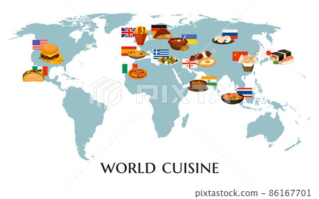 World Map Cuisine Composition 86167701