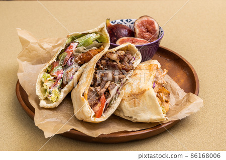 Middle Eastern food kebab sandwich 86168006