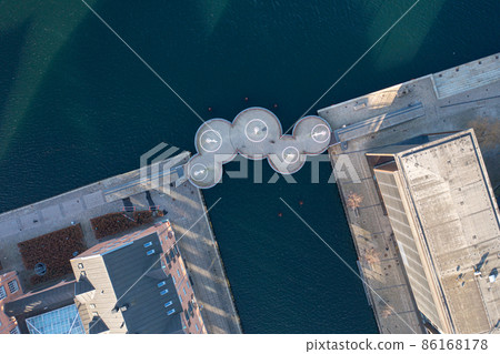 Aerial View of Circle Bridge in Copenhagen Aerial View of Circle Bridge in Copenhagen 86168178