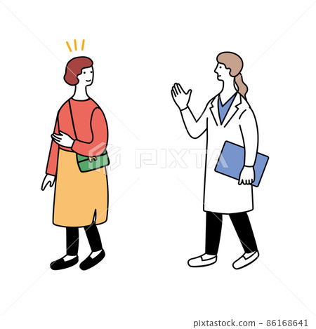 Simple illustration of a female doctor and a young woman Simple illustration of a female doctor and a young woman 86168641