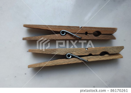 Old clothespin macro detail close up 86170261