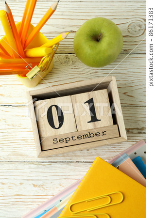 September 1 concept on white wooden table September 1 concept on white wooden table 86171383
