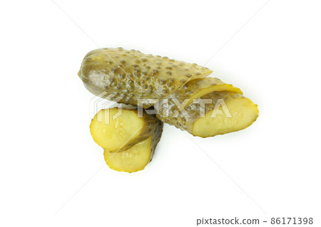 One chopped pickle isolated on white background One chopped pickle isolated on white background 86171398