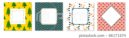 Watercolor flower and plant pattern frameset Watercolor flower and plant pattern frameset 86171874