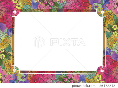 復古日式花卉圖案華麗美麗日式圖案背景素材手寫插圖新年賀卡材料婚姻植物圖案 86172212