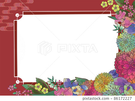 復古日式花卉圖案華麗美麗日式圖案背景素材手寫插圖新年賀卡材料婚姻植物圖案 復古日式花卉圖案華麗美麗日式圖案背景素材手寫插圖新年賀卡材料婚姻植物圖案 86172227