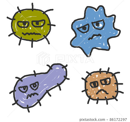 Illustrations of viruses that cause infectious diseases and illnesses 86172297