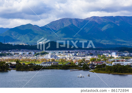Scenery from the top of Lake Biwa Bridge Scenery from the top of Lake Biwa Bridge 86172894