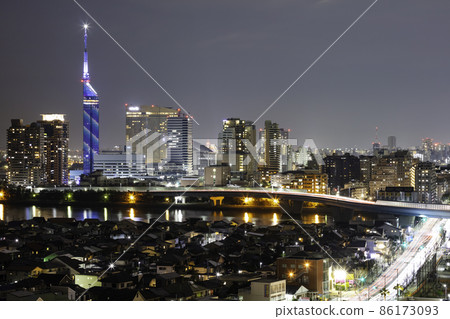 Beautiful night view of Fukuoka Night Fukuoka Tower Beautiful night view of Fukuoka Night Fukuoka Tower 86173093