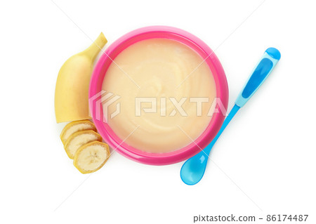 Concept of baby food isolated on white background 86174487