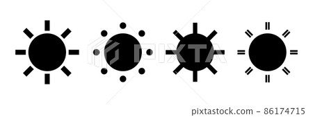 各種形狀的太陽剪影圖標集 各種形狀的太陽剪影圖標集 86174715