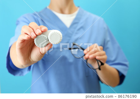 Concept of contact lenses for eyes, health care Concept of contact lenses for eyes, health care 86176190