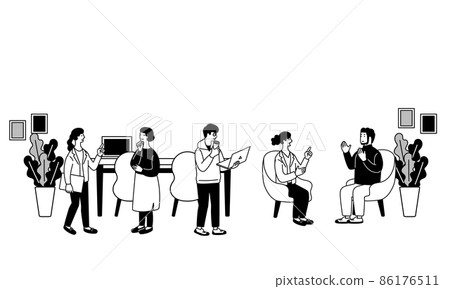 在免費地址辦公室工作的人的簡單插圖 在免費地址辦公室工作的人的簡單插圖 86176511