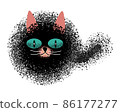 Stylized cat. Cute, adorable cat's face, creative halftone design isolated on white. 86177277