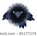 Stylized crow. Cute, adorable crow's face, creative halftone design isolated on white. 86177278