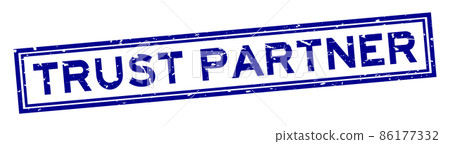 Grunge blue trust partner word sqaure rubber seal stamp on white background 86177332