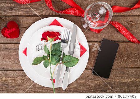 Romantic dinner concept. Valentine day or proposal background. 86177402