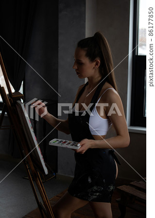 Sensual woman in lingerie drawing picture Sensual woman in lingerie drawing picture 86177850