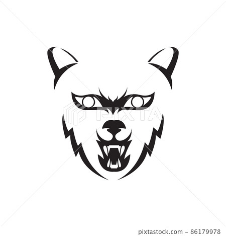 face black wolf roar logo design vector graphic symbol icon illustration creative idea 86179978
