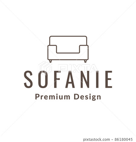 minimalist interior sofa line logo design vector graphic symbol icon illustration creative idea 86180045