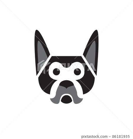 face cute dog with mustache logo design vector graphic symbol icon sign illustration creative idea 86181935