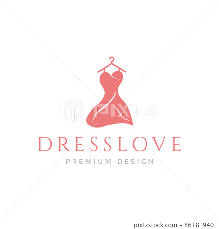 rose gold dress feminine flat logo design vector graphic symbol icon sign illustration creative idea 86181940
